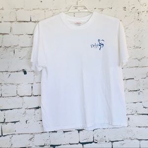 MENS DEJA BAND T-SHIRT WHITE/BLUE GRAPHICS SIZE XL